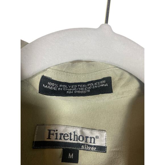 Men's Firethorn Silver Casual Two Pocket Beige Button Down Size Medium - Picture 6 of 7